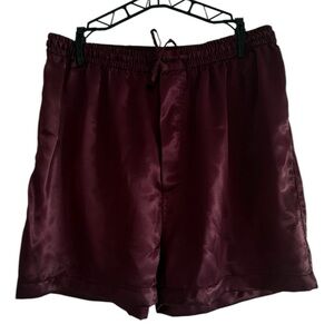 VTG Christian Dior Satin Boxer Shorts in Burgundy Red sz L/XL